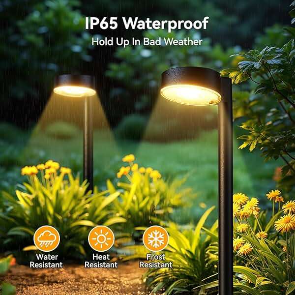 Ahaorigin 8 Pack Solar Pathway Lights Outdoor, 12 Brighter LEDs Solar Lights Outdoor Waterproof, Up to 12 Hrs Modern Path Light for Yard Garden Walkway Driveway Lawn, Warm White - Image 3