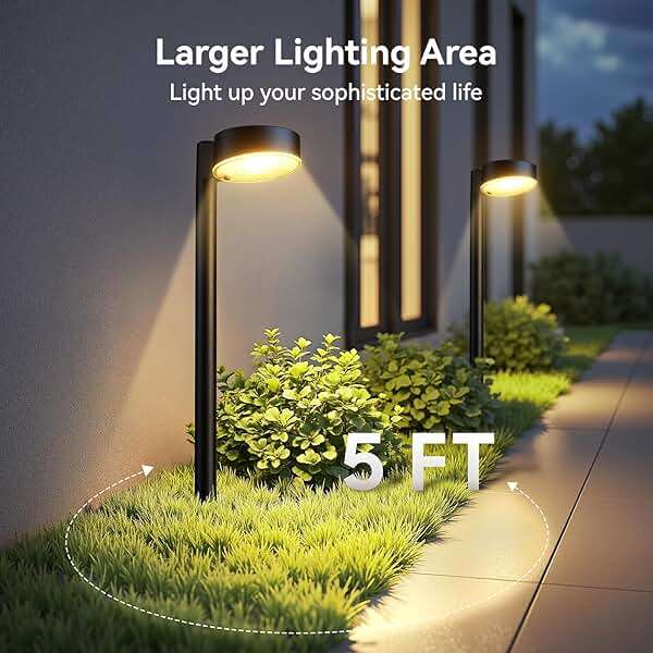 Ahaorigin 8 Pack Solar Pathway Lights Outdoor, 12 Brighter LEDs Solar Lights Outdoor Waterproof, Up to 12 Hrs Modern Path Light for Yard Garden Walkway Driveway Lawn, Warm White - Image 4