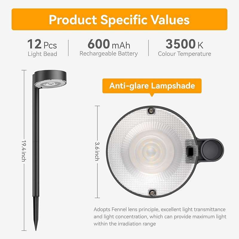 Ahaorigin 8 Pack Solar Pathway Lights Outdoor, 12 Brighter LEDs Solar Lights Outdoor Waterproof, Up to 12 Hrs Modern Path Light for Yard Garden Walkway Driveway Lawn, Warm White - Image 5