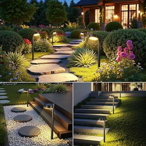 Ahaorigin 8 Pack Solar Pathway Lights Outdoor, 12 Brighter LEDs Solar Lights Outdoor Waterproof, Up to 12 Hrs Modern Path Light for Yard Garden Walkway Driveway Lawn, Warm White - Image 7