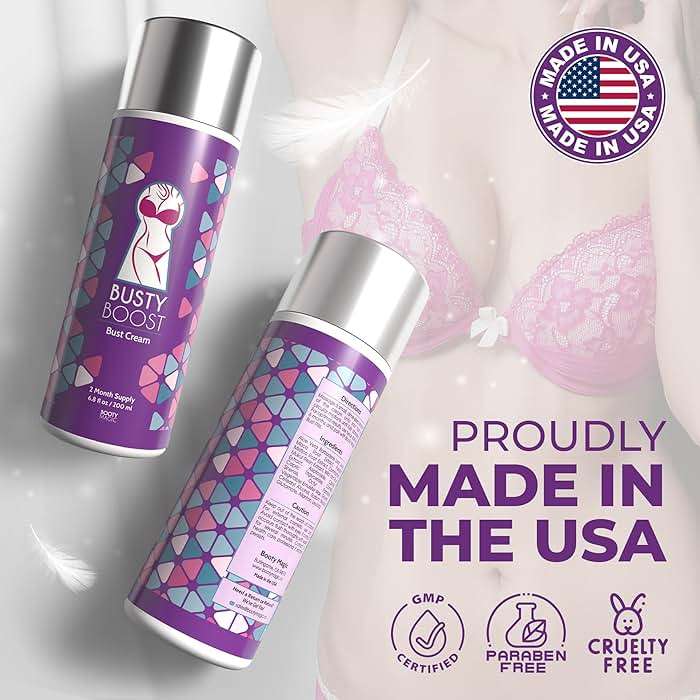 Busty Boost Breast Enhancement Cream – Natural Firming & Lifting Cream for Fuller, Firmer Breasts – Infused with Maca Root, Wild Yam, Guggul Resin & Gotu Kola – Made in the USA – (2 Month Supply) - Image 6