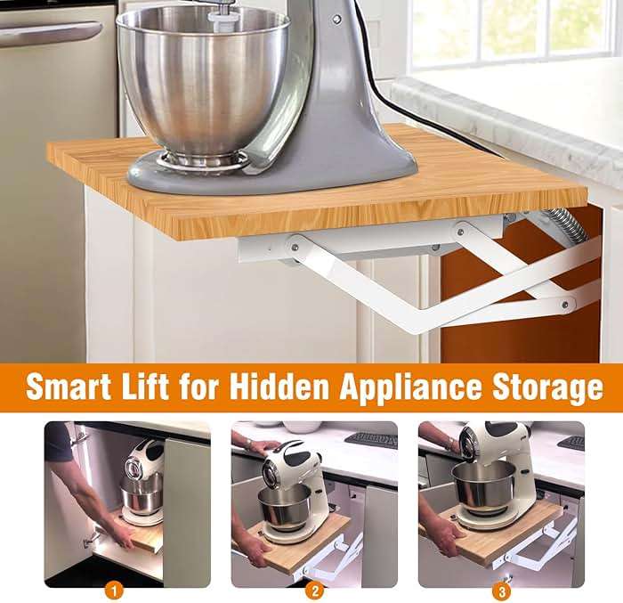 Zipcase Kitchen Appliance Lift，Mixer Lift for Cabinet with Soft-Close Holds Up to 45 lbs, Minimum Applicable Cabinet Size 20"H * 13"W*15"D - Image 3