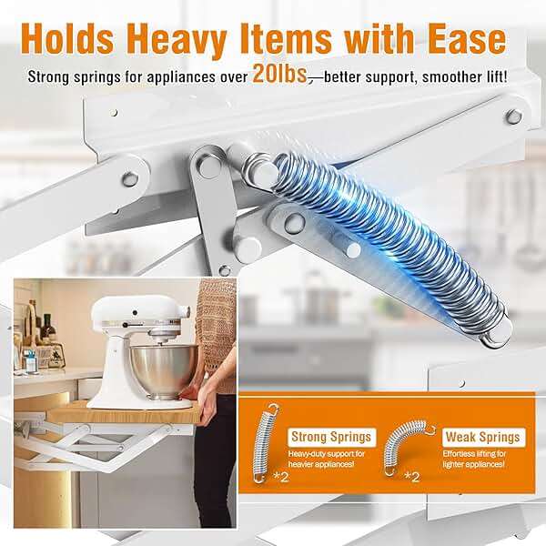 Zipcase Kitchen Appliance Lift，Mixer Lift for Cabinet with Soft-Close Holds Up to 45 lbs, Minimum Applicable Cabinet Size 20"H * 13"W*15"D - Image 7
