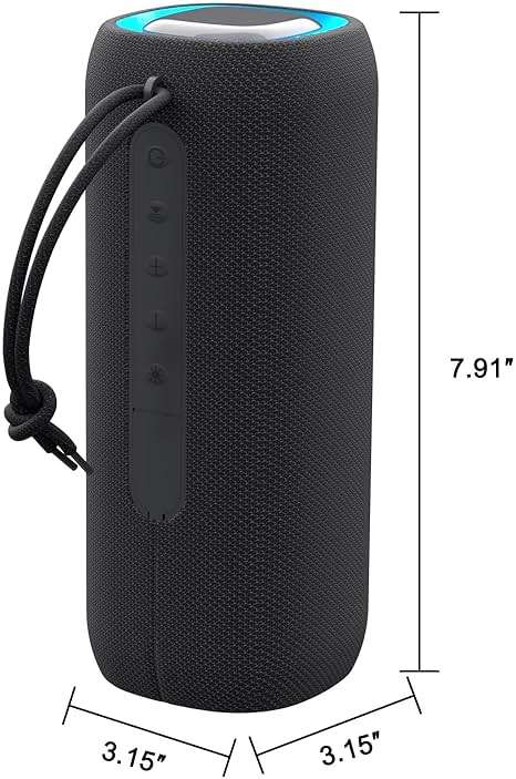 PEICHENG Bluetooth Speaker, Portable Wireless Clear Loud Stereo Sound IPX5 Waterproof with RGB Lights BT5.3 Long Playtime TWS Pairing,for Home Party Outdoor Beach,Great Gift Choice (Black) - Image 8