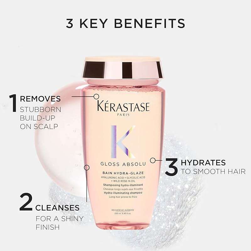 Kerastase Gloss Absolu High-Shine Anti-Frizz Shampoo - Cleanses & Reveals Ultimate Shine, For Glossy & Bouncy Hair - Image 4