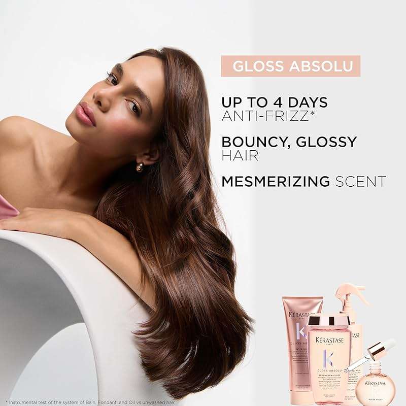 Kerastase Gloss Absolu High-Shine Anti-Frizz Shampoo - Cleanses & Reveals Ultimate Shine, For Glossy & Bouncy Hair - Image 5