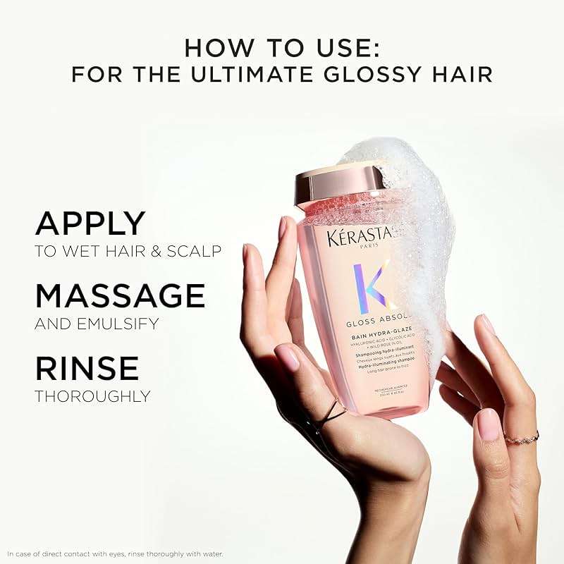 Kerastase Gloss Absolu High-Shine Anti-Frizz Shampoo - Cleanses & Reveals Ultimate Shine, For Glossy & Bouncy Hair - Image 6