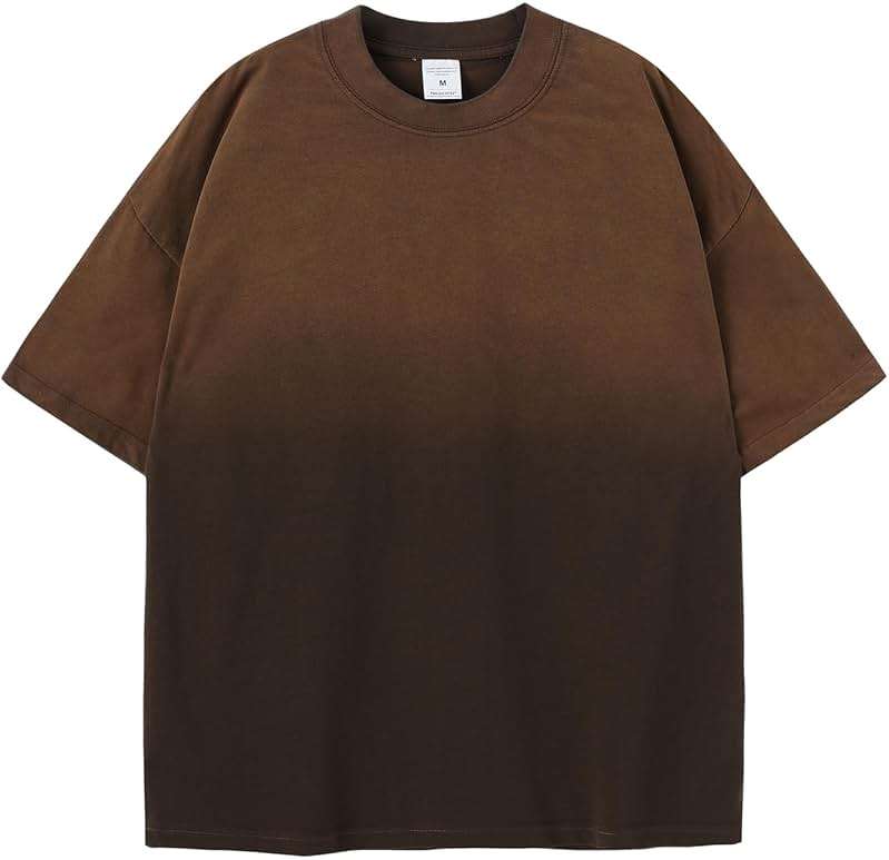 Arssm Mens Oversized Washed T Shirts Gradient Vintage Loose Fit Short Sleeve Baggy Shirts Pump Covers Gym Unisex Tops - Image 1