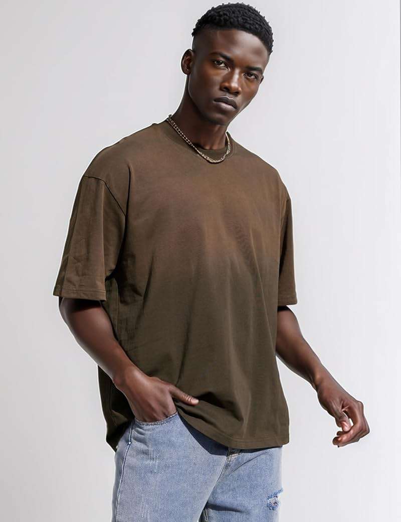 Arssm Mens Oversized Washed T Shirts Gradient Vintage Loose Fit Short Sleeve Baggy Shirts Pump Covers Gym Unisex Tops - Image 3