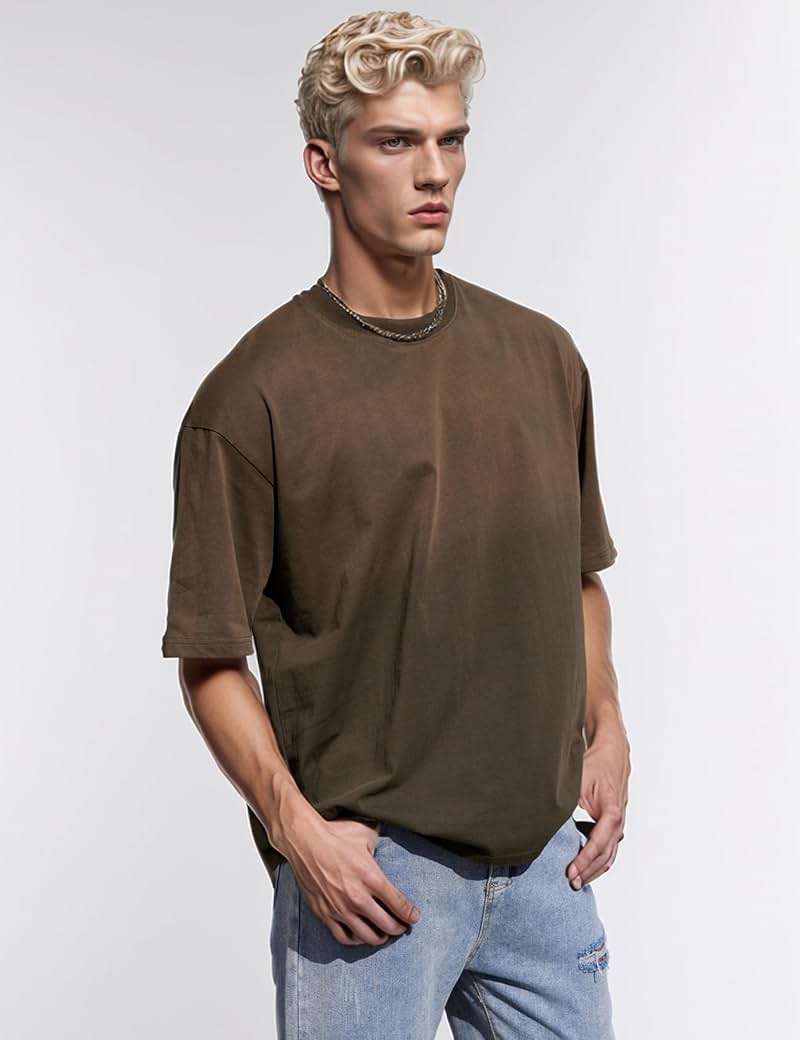 Arssm Mens Oversized Washed T Shirts Gradient Vintage Loose Fit Short Sleeve Baggy Shirts Pump Covers Gym Unisex Tops - Image 4