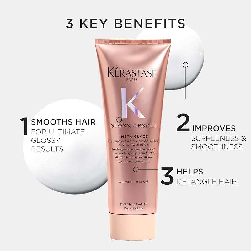 Kerastase Gloss Absolu High-Shine Anti-Frizz Conditioner - Deeply Hydrates & Detangles, Instantly Softens, For Glossy & Bouncy Hair - Image 4