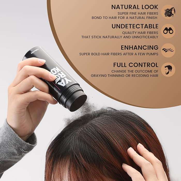 Yargkos Hair Fibers for Thinning Hair or Fill In Fine, Hair Building Fibers (28g) for Women & Men, Hair Powder for Instantly Thicker, Fuller Looking - DARK BROWN - Image 3
