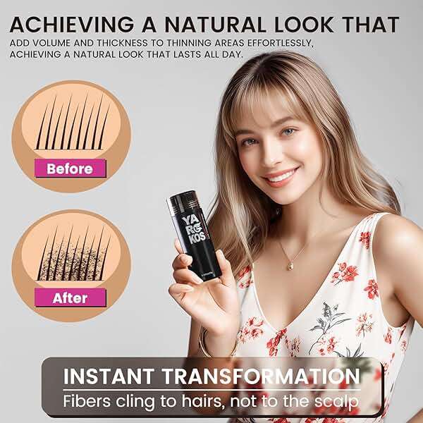 Yargkos Hair Fibers for Thinning Hair or Fill In Fine, Hair Building Fibers (28g) for Women & Men, Hair Powder for Instantly Thicker, Fuller Looking - DARK BROWN - Image 4