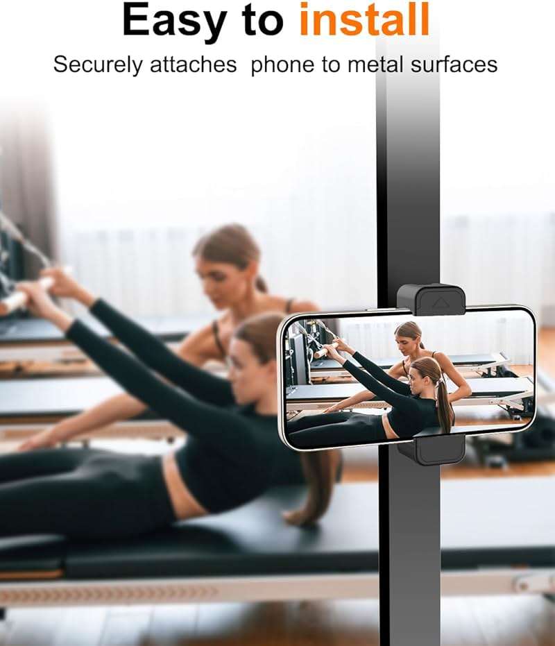 Gym Magnetic Phone Holder, 360°Adjustable, Portable Magnetic Phone Holder Mount for Gym, Attaches to Metal Surfaces, Gym Accessories for Men and Women Workout, Compatible with 4-7" Smartphones - Image 2
