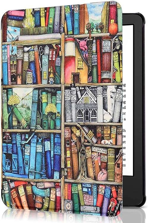 SCSVPN Case for 6 Inch Kindle 2024 and 2022 (11th Generation) - All new Slim Premium PU Leather Smart Protective Cover with Hand Strap, Auto Wake/Sleep for Kindle RS23CV / C2V2L3 E-Reader - Bookshelf - Image 1