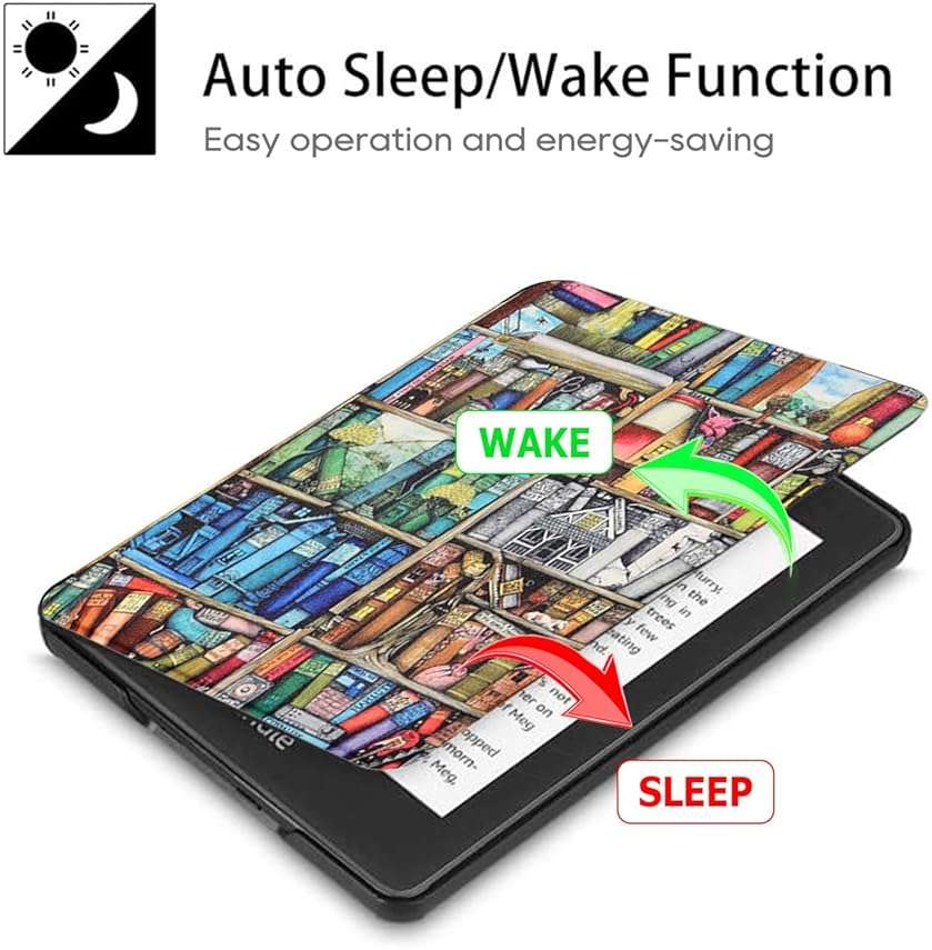 SCSVPN Case for 6 Inch Kindle 2024 and 2022 (11th Generation) - All new Slim Premium PU Leather Smart Protective Cover with Hand Strap, Auto Wake/Sleep for Kindle RS23CV / C2V2L3 E-Reader - Bookshelf - Image 4