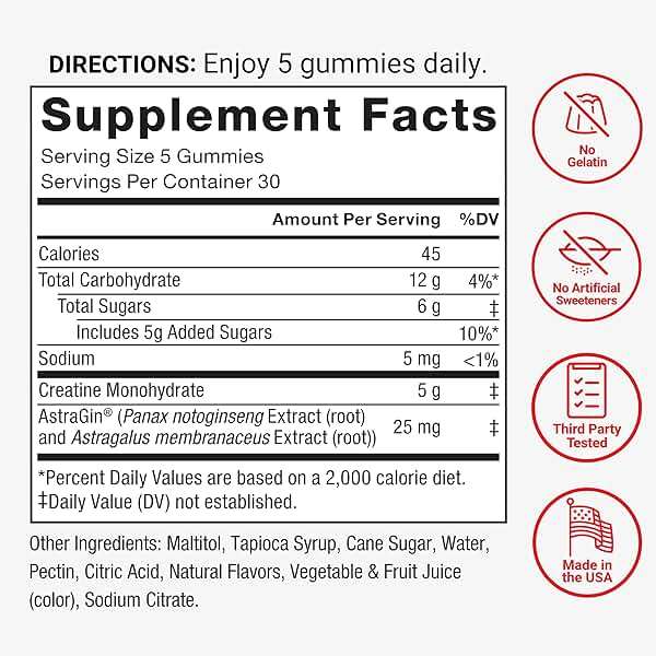 Force Factor Creatine Monohydrate Gummies, NSF Certified, 5g Dose for Men & Women to Support Muscle, Strength, Recovery, Cognitive Health & Memory, Assorted Fruit Flavors, 150 Gummies - Image 7