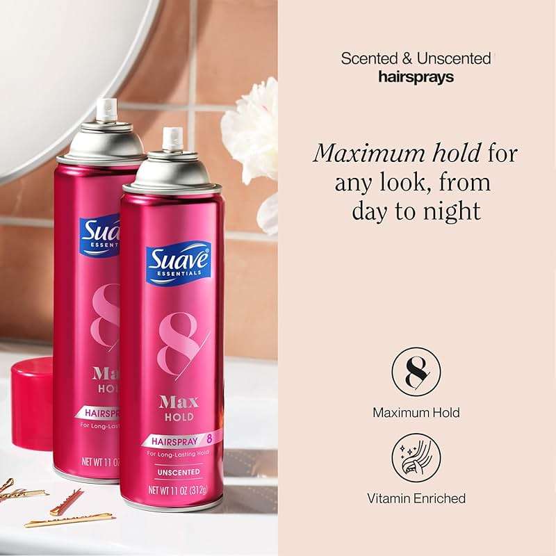 Suave Hairspray, Max Hold Variety 4-Pack – Scented + Unscented Hairspray, 11 Oz Ea - Image 2