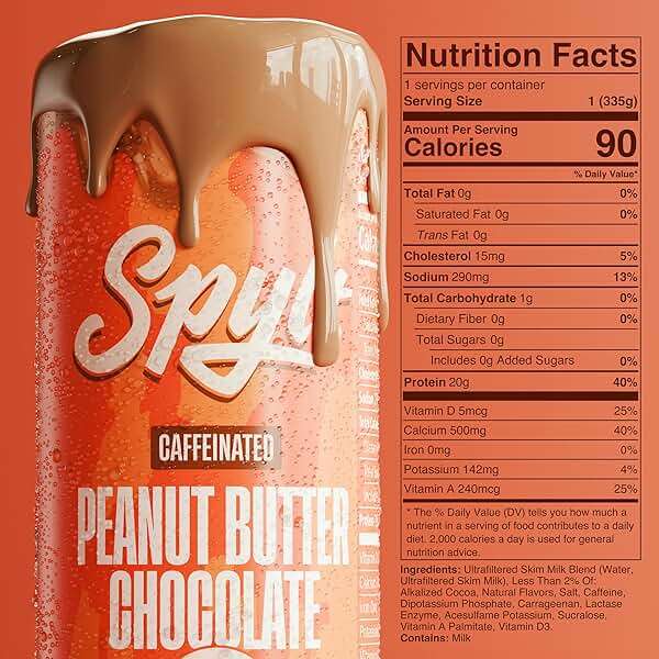 Spylt High Protein Peanut Butter Chocolate Milk with 60mg Caffeine & 20g Protein - 90 Calories, Ready to Drink, Sugar Free, Lactose Free Milk, Perfect for Workout Recovery & Afternoon Pick Me Up - 12 Count - Packaging May Vary - Image 2
