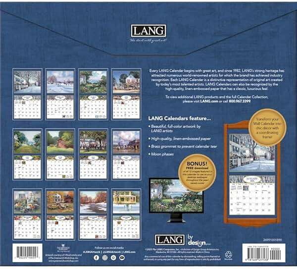 Lang American Dream 2026 Wall Calendar – 12-Month Calendar with Stapled Binding, Linen-Embossed Americana Art by Paul Landry, 13.4" × 12" - Image 3