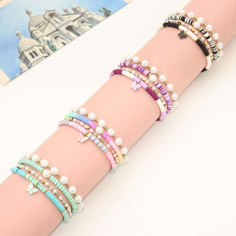 RENUIS Bracelets for Stanley Cup Accessories, 4Pcs Bracelet Stack Charms for Stanley 30oz & 40oz Tumbler with Handle, Delicate Beads Charm Attachments for Stanley Decorations - Image 3