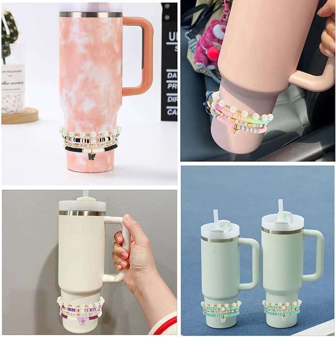 RENUIS Bracelets for Stanley Cup Accessories, 4Pcs Bracelet Stack Charms for Stanley 30oz & 40oz Tumbler with Handle, Delicate Beads Charm Attachments for Stanley Decorations - Image 5