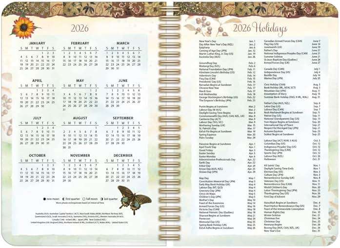 Lang, Garden Botanicals 2026 Engagement Planner by Barbara Anderson, 6.5'' X 9'', Weekly Calendar with Stapled Binding - Image 4