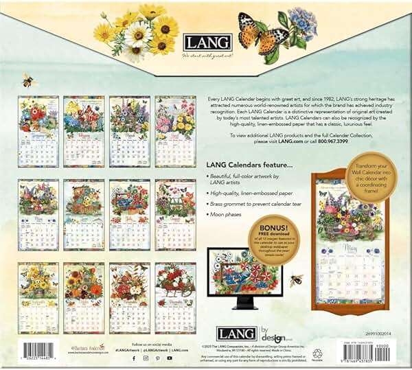 Lang, Garden Botanicals 2026 Wall Calendar by Barbara Anderson, 13.4'' X 12'', 12-Month Calendar with Stapled Binding - Image 3
