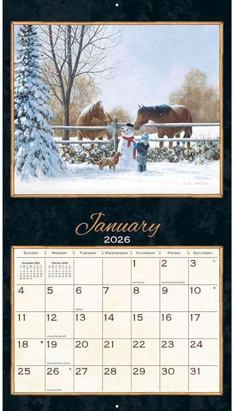 Lang Treasured Times 2026 Wall Calendar – 12-Month Calendar with Stapled Binding, Linen-Embossed Nostalgic Artwork by D.R. Laird, 13.4" × 12" - Image 2