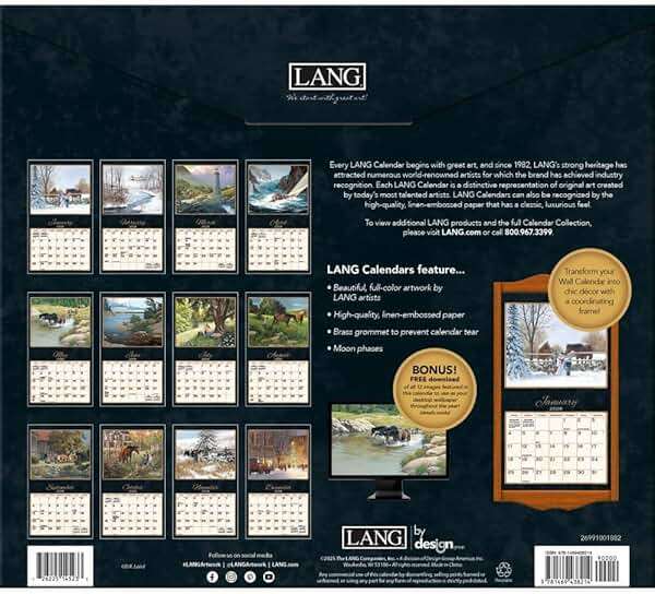 Lang Treasured Times 2026 Wall Calendar – 12-Month Calendar with Stapled Binding, Linen-Embossed Nostalgic Artwork by D.R. Laird, 13.4" × 12" - Image 3
