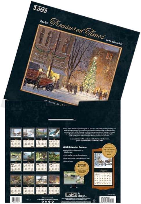 Lang Treasured Times 2026 Wall Calendar – 12-Month Calendar with Stapled Binding, Linen-Embossed Nostalgic Artwork by D.R. Laird, 13.4" × 12" - Image 4