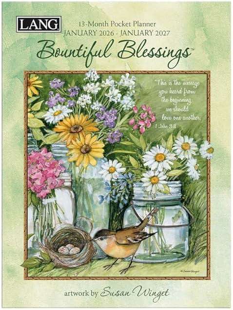 Bountiful Blessings Monthly 2026 Pocket Planner, 4.9'' X 6.6'', with Stapled Binding - Image 1
