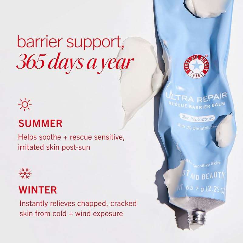 First Aid Beauty Ultra Repair Rescue Barrier Balm, 1% Dimethicone OTC Skin Protectant, Fragrance Free, Helps Relieve Dry, Red, Cracked & Irritated Skin, Sensitive Skin Safe, 2.25 oz - Image 10