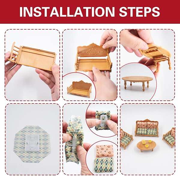 JoyHuaTrade Hamster Mini Sofa Toy, Small Animal Habitat Decor Guinea Pig Furniture Toys Hamster Cage Accessories Including Couch and Teatable Coffee Cups, Habitat Accessories for Rat Dwarf - Image 4