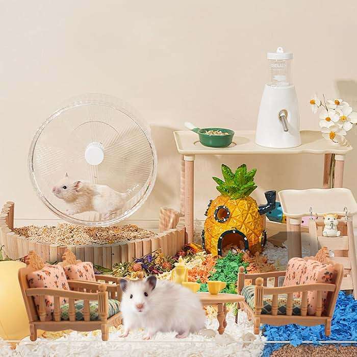 JoyHuaTrade Hamster Mini Sofa Toy, Small Animal Habitat Decor Guinea Pig Furniture Toys Hamster Cage Accessories Including Couch and Teatable Coffee Cups, Habitat Accessories for Rat Dwarf - Image 5