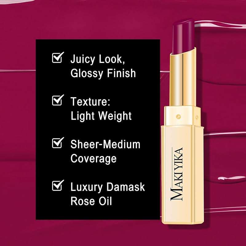 MAKI YIKA Moisture Purple Lipstick for Women Hydrate Tinted Lip Balm for Mother's Day Dry Cracked Lips Sheer Lipstick Lip Tinted Glossy Finish,MA067 Jam Purple - Image 4