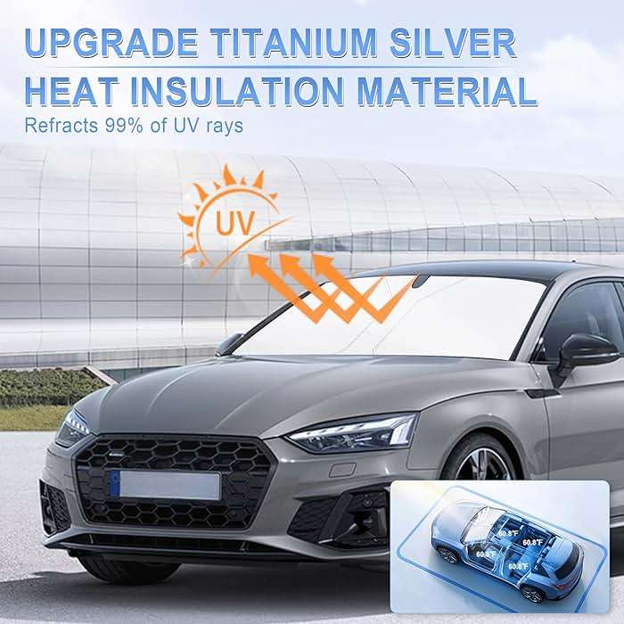 SINGARO 300T Universal Car Windshield Sun Shade, Foldable Reflective for Windshield & Window Shades with Overlapping Design, Car Interior Accessories (55" L x 26.7" W) - Image 5
