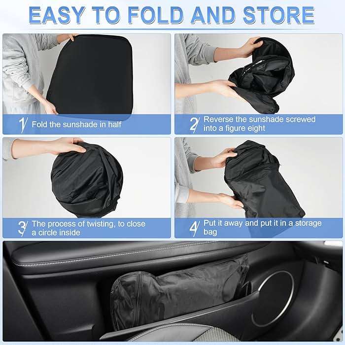 SINGARO 300T Universal Car Windshield Sun Shade, Foldable Reflective for Windshield & Window Shades with Overlapping Design, Car Interior Accessories (55" L x 26.7" W) - Image 6