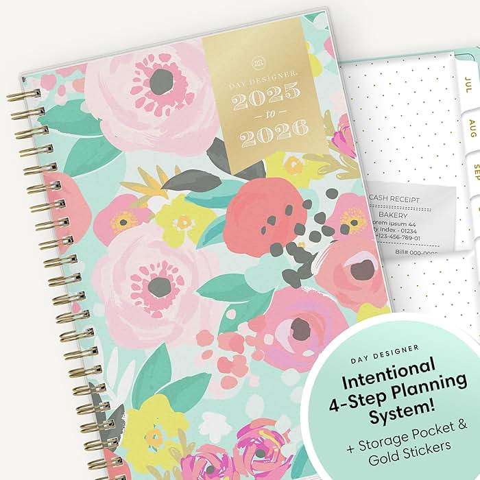 Blue Sky Day Designer 2025-2026 Weekly and Monthly Academic Year Planner Calendar, July 2025 - June 2026, 5" x 8", Flexible Cover, Laminated Tabs, Storage Pocket, Includes Stickers, Secret Garden Mint - Image 6