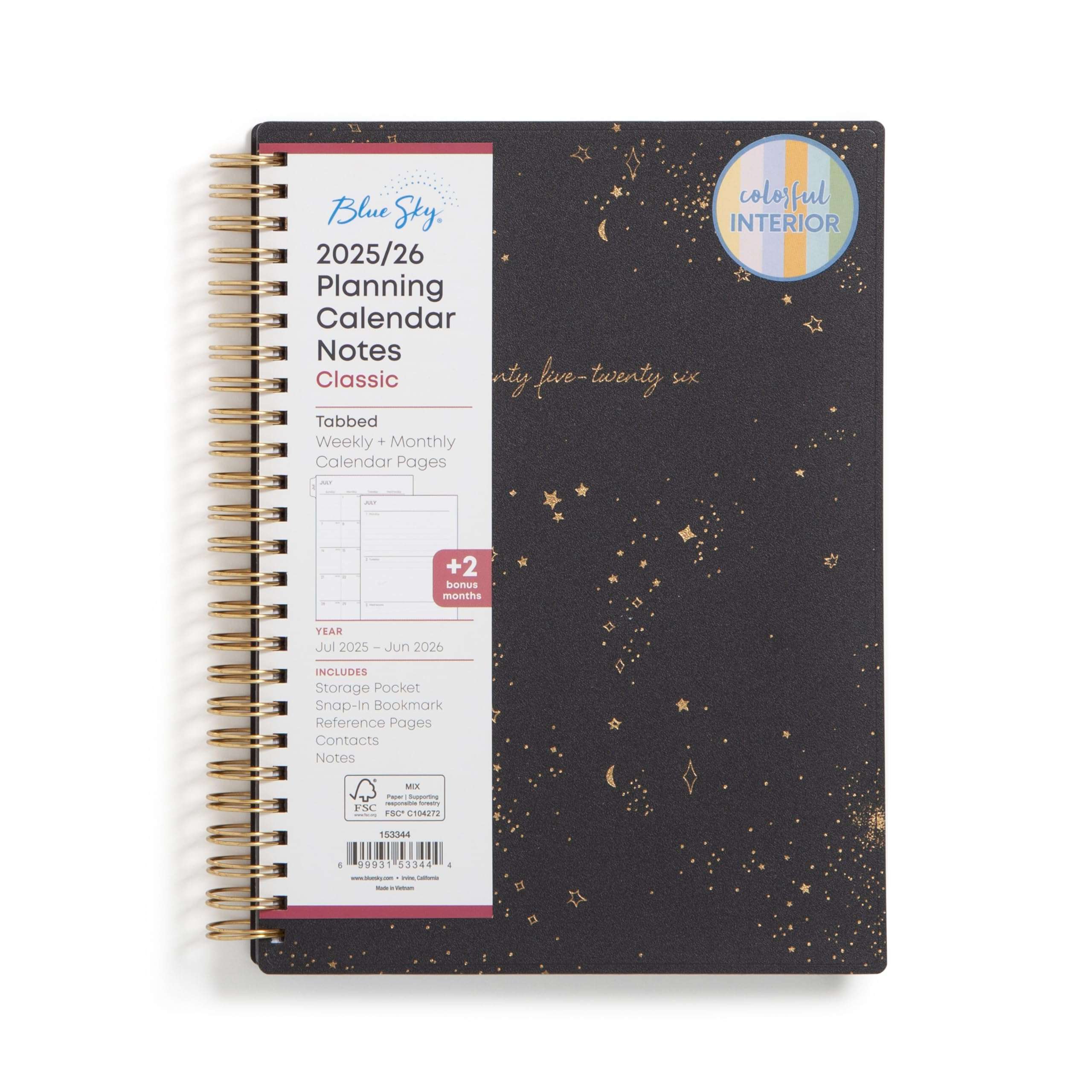 Blue Sky 2025-2026 Weekly and Monthly Academic Year Planner Calendar, July 2025 - June 2026, 5.8" x 8.6", Flexible Cover, Wirebound, Laminated Tabs, Storage Pocket, Gemini - Image 1