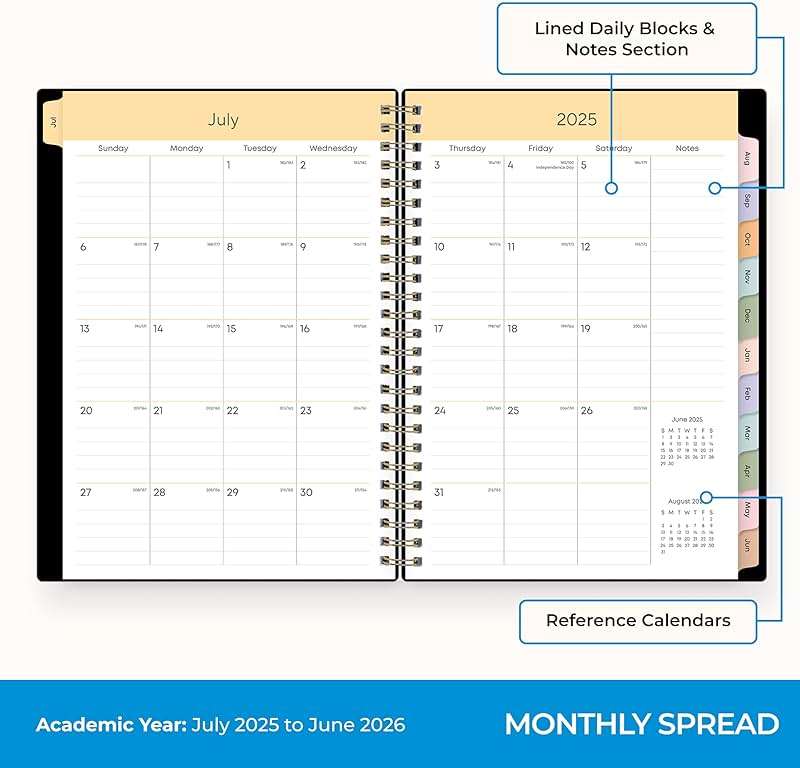 Blue Sky 2025-2026 Weekly and Monthly Academic Year Planner Calendar, July 2025 - June 2026, 5.8" x 8.6", Flexible Cover, Wirebound, Laminated Tabs, Storage Pocket, Gemini - Image 4