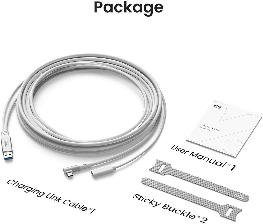 KIWI design Link Cable with Charging 16FT Compatible with Meta Quest 3S/3/2/Pro/Pico 4 Accessories and PC/SteamVR, USB 3.0 to USB C Link Cable with 5Gbps Super Speed for Extended Gameplay, White - Image 8
