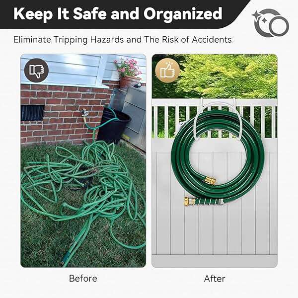 EPHIFY Heavy-Duty Wall Mount Hose Holder for Outdoor & Garden Use (White) - Organizes 50-150 ft Expandable, Pocket, Magic Hoses, Reels, or RV Hoses - Image 5