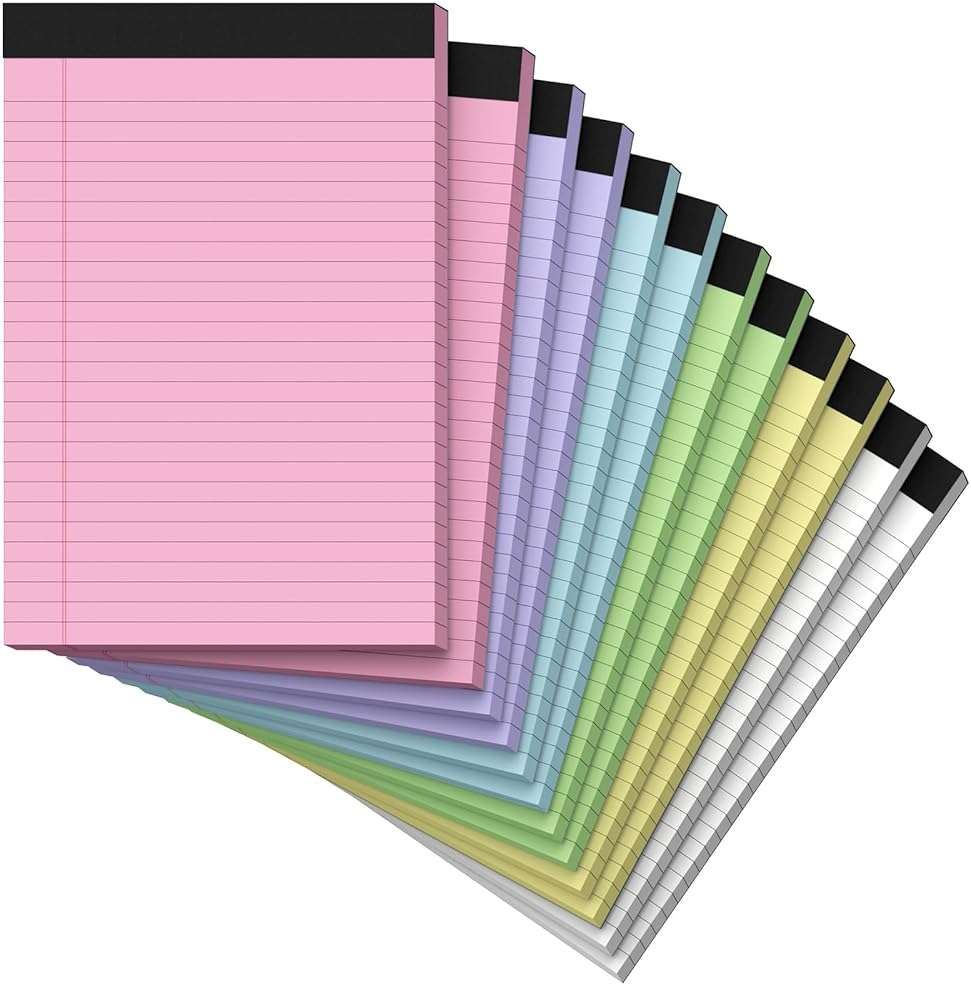 8.5 x 11 Legal Pads, Colored Legal Pads, Wide Ruled, 12 Pack Note Pads 8.5 x 11, Multicolor Perforated Note Pads with Sturdy White Back, Writing Pad,30 Sheets Per Notepad for School, Home, Office - Image 1
