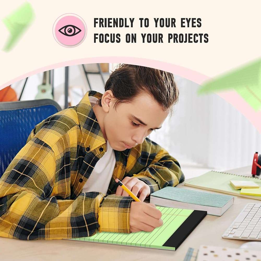 8.5 x 11 Legal Pads, Colored Legal Pads, Wide Ruled, 12 Pack Note Pads 8.5 x 11, Multicolor Perforated Note Pads with Sturdy White Back, Writing Pad,30 Sheets Per Notepad for School, Home, Office - Image 6