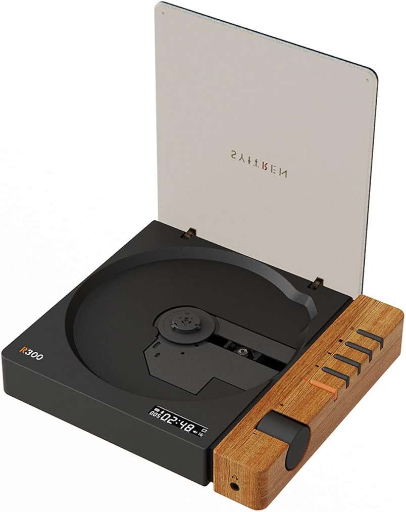 syitren R300 CD Player Portable Bluetooth Desktop Retro CD Players for Home,Without Speakers, Rechargeble Battery Small Compact Vintage CD Player,SPDIF Out,Brown - Image 1