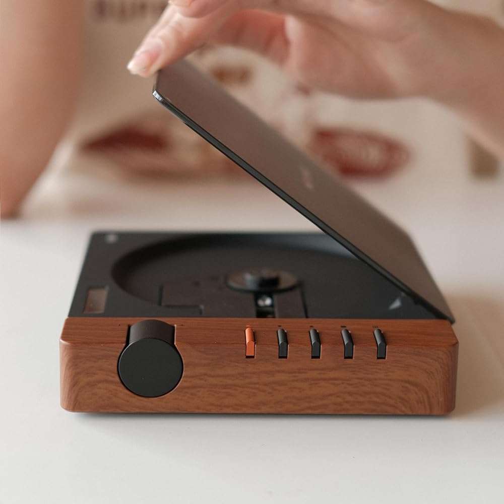 syitren R300 CD Player Portable Bluetooth Desktop Retro CD Players for Home,Without Speakers, Rechargeble Battery Small Compact Vintage CD Player,SPDIF Out,Brown - Image 9