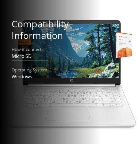 HP 14" Ultra Light Laptop for Student & Home (Intel Quad-Core N4120, 4GB RAM, 128GB(64GB + 64GB SD), 1-Year Office 365) 11-Hr Long Battery Life, Webcam, WiFi, Win 11 Home in S Mode - Snow White - Image 3