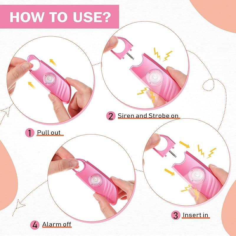 Relaxweex 12 Pcs Personal Safety Alarm for Women with LED Strobe Light and 12 pcs Keychain 130DB Loud Sound Personal Siren Emergency Self Defense Alarm Keychain Safety Devices for Women Men Elderly - Image 4