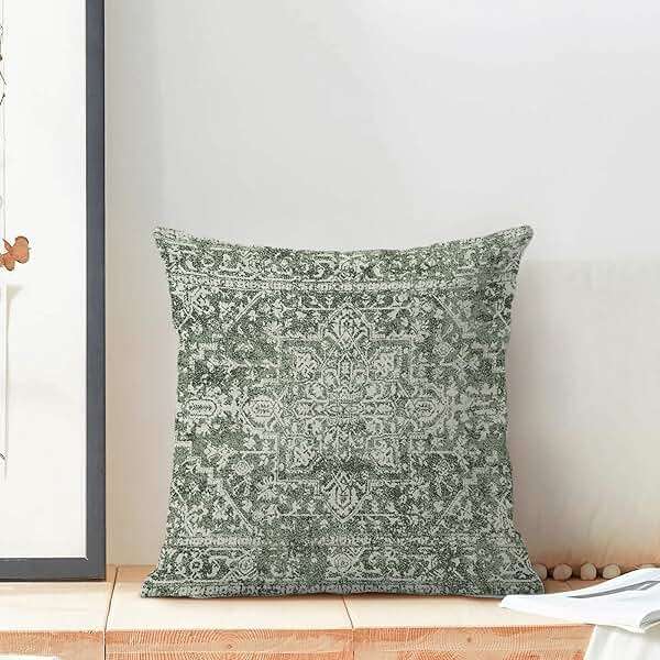 BETGINY Boho Pillow Covers 20x20, Sage Green Cream Ethnic Design Outdoor Decorative Throw Pillows for Couch, Carpet Pattern Decor Cushion Cover 2 Pcs Farmhouse Linen Pillowcase for Bed Car Safa - Image 2